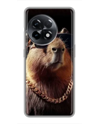 Чехол для OnePlus 11 с картинкой «Капибара золотая цепь»