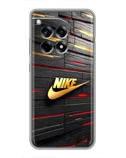 Чехол для OnePlus 12 Pro с картинкой «Золотой Nike на металле»