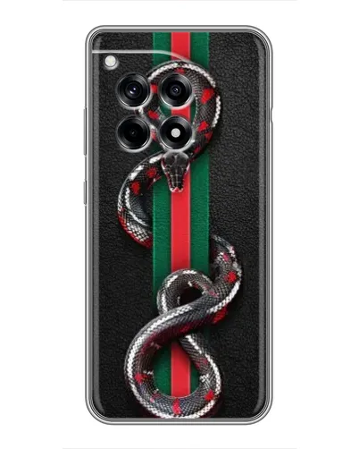Чехол для OnePlus 12 Pro с картинкой «Gucci — змея на полосе» Чехол для OnePlus 12 Pro с картинкой «Gucci — змея на полосе»