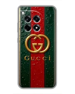 Чехол для OnePlus 12 Pro с картинкой «Gucci — фирменная полоса и золото» Чехол для OnePlus 12 Pro с картинкой «Gucci — фирменная полоса и золото»