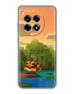 Чехол для OnePlus 12 Pro с картинкой «Майнкрафт закат солнца»