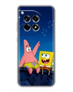 Чехол для OnePlus 12 Pro с картинкой «Губка Боб и Патрик ночью»