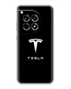 Чехол для OnePlus 12 Pro с картинкой «Tesla White Logo» Чехол для OnePlus 12 Pro с картинкой «Tesla White Logo»