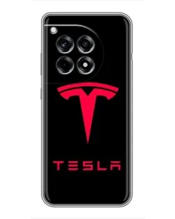 Чехол для OnePlus 12 Pro с картинкой «Tesla Red Logo» Чехол для OnePlus 12 Pro с картинкой «Tesla Red Logo»