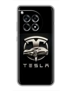 Чехол для OnePlus 12 Pro с картинкой «Tesla — серебристое авто» Чехол для OnePlus 12 Pro с картинкой «Tesla — серебристое авто»
