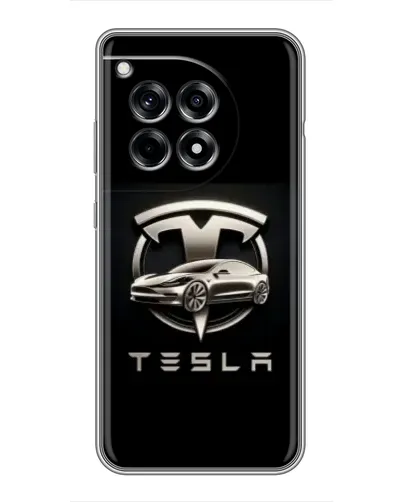 Чехол для OnePlus 12 Pro с картинкой «Tesla — серебристое авто» Чехол для OnePlus 12 Pro с картинкой «Tesla — серебристое авто»