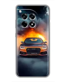 Чехол для OnePlus 12 Pro с картинкой «Audi в огненном дыму»