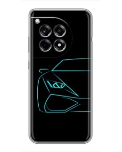 Чехол для OnePlus 12 Pro с картинкой «Голубой силуэт Lamborghini»