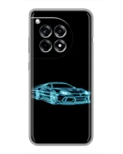 Чехол для OnePlus 12 Pro с картинкой «Неоновый контур Lamborghini»