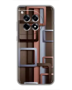 Чехол для OnePlus 12 Pro с картинкой «Коричневые объемные квадраты»