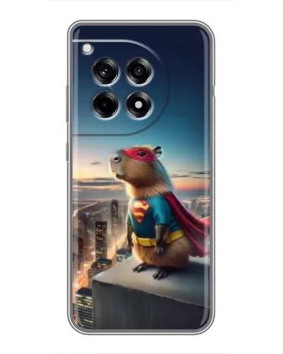 Чехол для OnePlus 12 Pro с картинкой «Капи-мен супергерой» Чехол для OnePlus 12 Pro с картинкой «Капи-мен супергерой»
