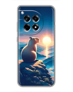 Чехол для OnePlus 12 Pro с картинкой «Закат солнца с капибарой»