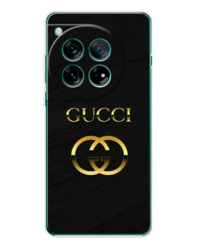 Чехол для OnePlus 12 с картинкой «Золотой логотип Gucci»