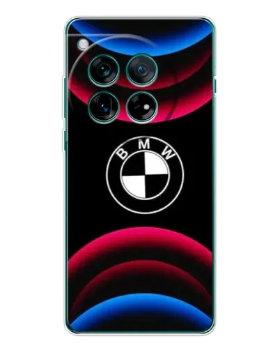 Чехол для OnePlus 12 с картинкой «Логотип BMW и неоновые дуги»