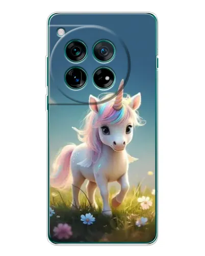 Чехол для OnePlus 12 с картинкой «Единорог на поляне»