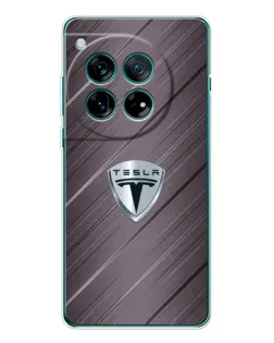 Чехол для OnePlus 12 с картинкой «Металлическая текстура Tesla»