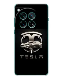 Чехол для OnePlus 12 с картинкой «Tesla — серебристое авто»