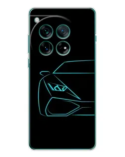 Чехол для OnePlus 12 с картинкой «Голубой силуэт Lamborghini»