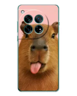 Чехол для OnePlus 12 с картинкой «Капибара с языком» Чехол для OnePlus 12 с картинкой «Капибара с языком»