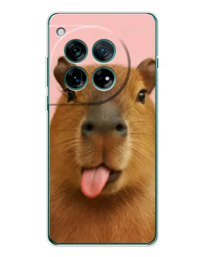 Чехол для OnePlus 12 с картинкой «Капибара с языком»