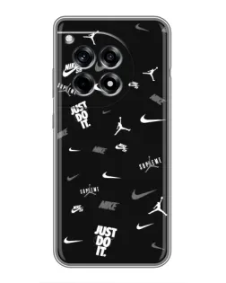 Чехол для OnePlus 12R с картинкой «Nike Black Pattern»