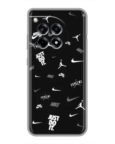 Чехол для OnePlus 12R с картинкой «Nike Black Pattern»