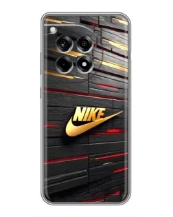 Чехол для OnePlus 12R с картинкой «Золотой Nike на металле»