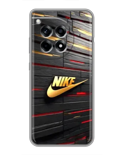 Чехол для OnePlus 12R с картинкой «Золотой Nike на металле»