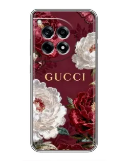 Чохол для OnePlus 12R з картинкою «Gucci — бордові троянди»