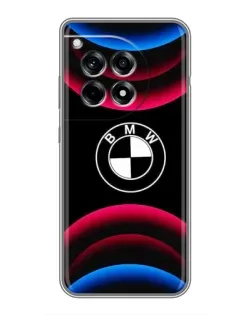 Чехол для OnePlus 12R с картинкой «Логотип BMW и неоновые дуги»