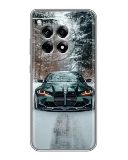 Чехол для OnePlus 12R с картинкой «BMW в зимнем лесу»