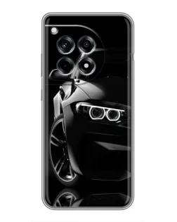 Чехол для OnePlus 12R с картинкой «Черная BMW — профиль»