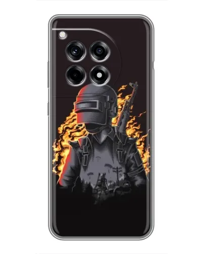 Чехол для OnePlus 12R с картинкой «PUBG — огненный силуэт»