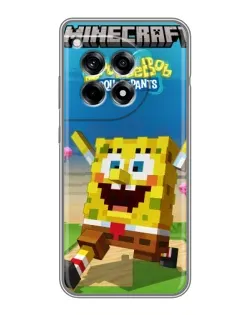 Чехол для OnePlus 12R с картинкой «Губка Боб Minecraft»