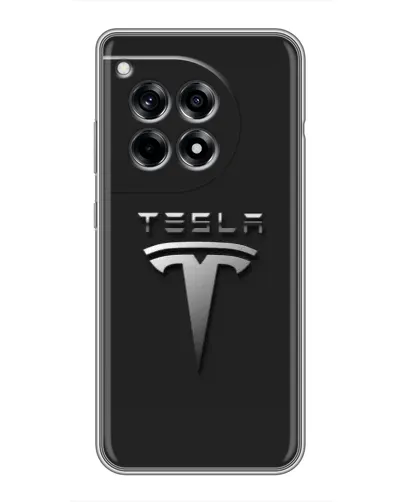 Чехол для OnePlus 12R с картинкой «Стальной логотип Tesla»