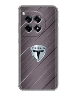 Чехол для OnePlus 12R с картинкой «Металлическая текстура Tesla»