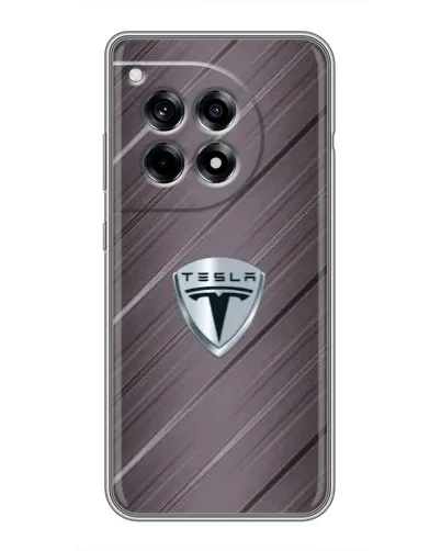 Чехол для OnePlus 12R с картинкой «Металлическая текстура Tesla»