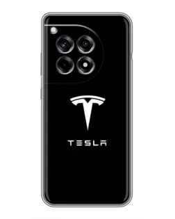 Чехол для OnePlus 12R с картинкой «Tesla White Logo»