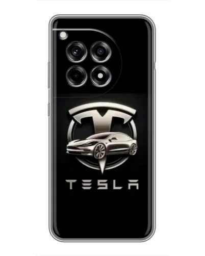 Чехол для OnePlus 12R с картинкой «Tesla — серебристое авто»