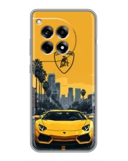 Чехол для OnePlus 12R с картинкой «Желтый Lamborghini город»