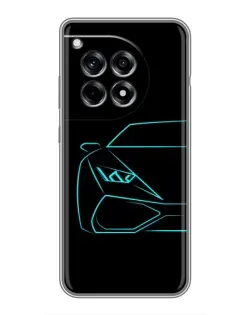 Чехол для OnePlus 12R с картинкой «Голубой силуэт Lamborghini»