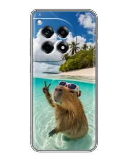 Чехол для OnePlus 12R с картинкой «Капибара на море»