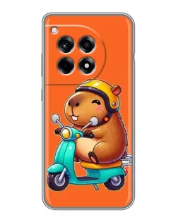 Чехол для OnePlus 12R с картинкой «Капибара на скутере»