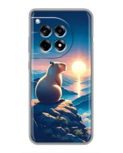 Чехол для OnePlus 12R с картинкой «Закат солнца с капибарой»