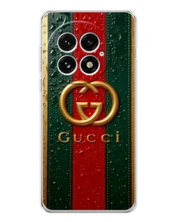 Чехол для OnePlus 13 с картинкой «Gucci — фирменная полоса и золото»