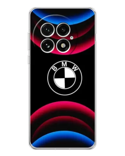Чехол для OnePlus 13 с картинкой «Логотип BMW и неоновые дуги»