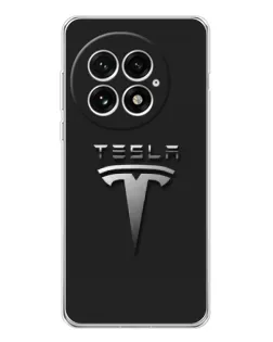 Чехол для OnePlus 13 с картинкой «Стальной логотип Tesla»