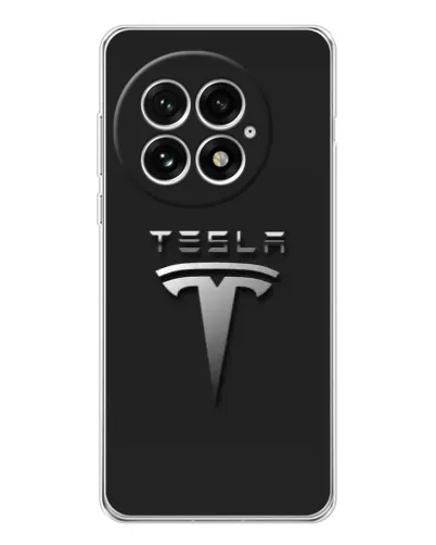 Чехол для OnePlus 13 с картинкой «Стальной логотип Tesla»