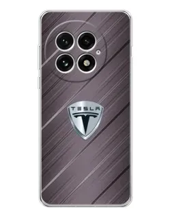 Чехол для OnePlus 13 с картинкой «Металлическая текстура Tesla»