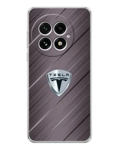 Чехол для OnePlus 13 с картинкой «Металлическая текстура Tesla»